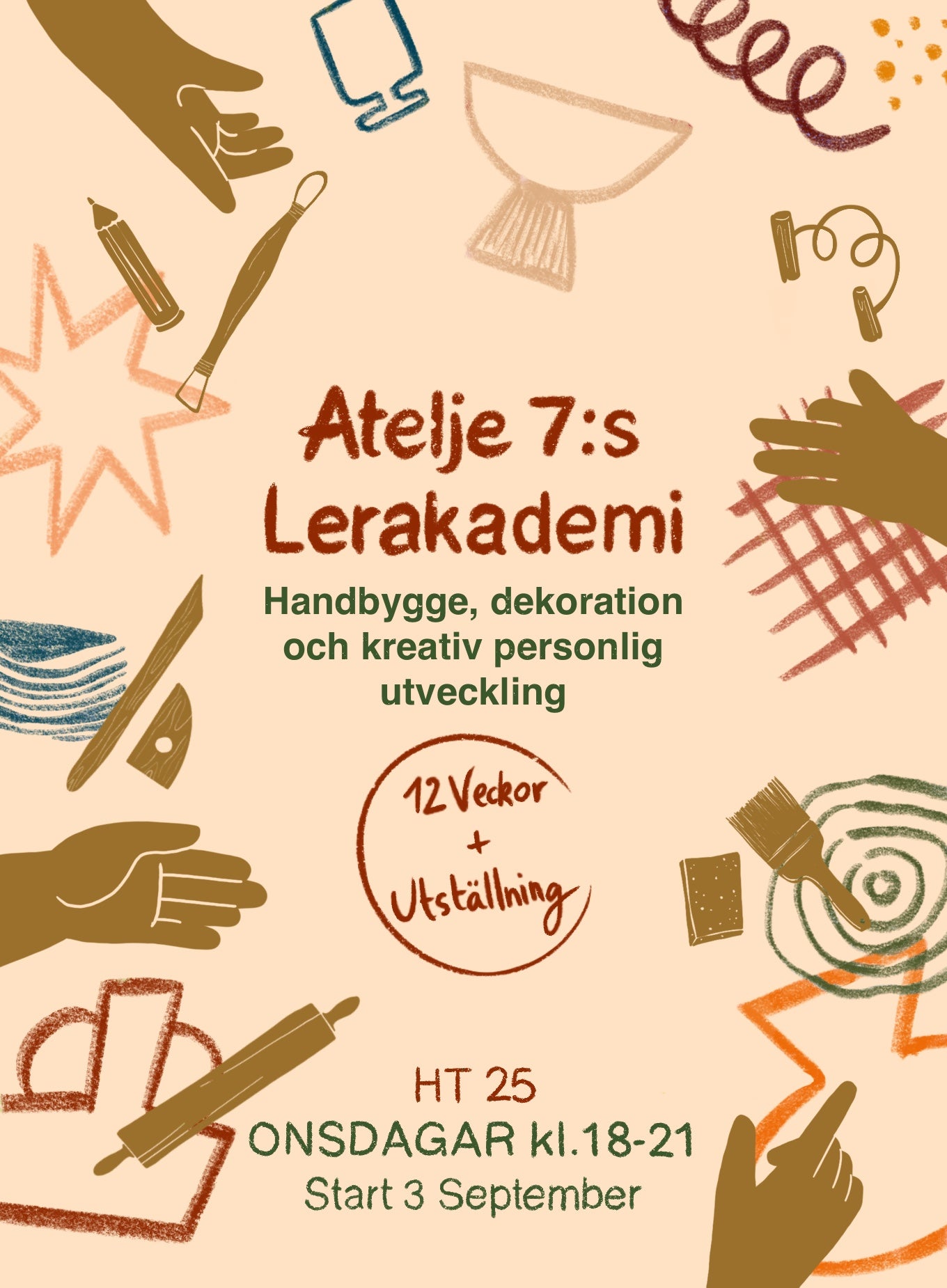 Atelje 7:s lerakademi - Anmälan Onsdagkvällar kl 18-21 ht 25
